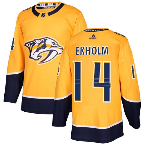 Adidas Men Nashville Predators #14 Mattias Ekholm Yellow Home Authentic Stitched NHL Jersey->nashville predators->NHL Jersey